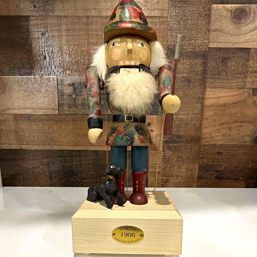 Limited Edition Wood Nutcracker w/ Rifle on Base, Multicolor "1906" Plaque